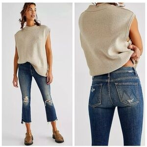 Mother The Insider Crop Step Fray In Wicked Wildflower Distressed Jeans 24 25